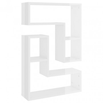 Rafturi de perete, 2 buc., alb extralucios, 50x15x50 cm, PAL - Img 2