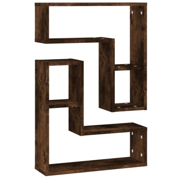 Rafturi de perete, 2 buc., stejar fumuriu, 50x15x50 cm, lemn - Img 2