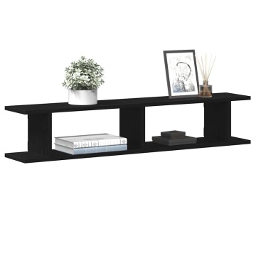 Rafturi de perete 2 buc Stejar negru 105x18x2 cm Lemn prelucrat - Img 4