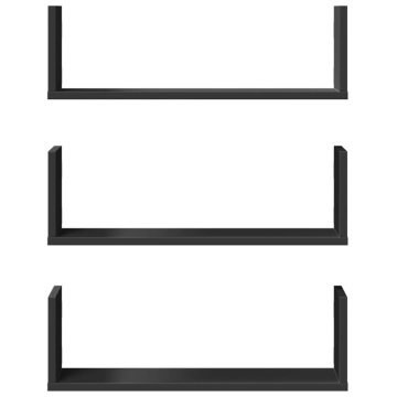 Rafturi de perete, 3 buc., negru, 58x18x18 cm, lemn prelucrat - Img 4
