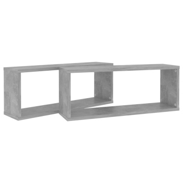 Rafturi de perete cub, 2 buc, gri beton, 60x15x23 cm, PAL - Img 7