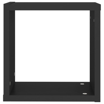 Rafturi de perete cub, 2 buc., negru, 30x15x30 cm - Img 7