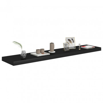 Rafturi de perete suspendate 2 buc., negru 120x23,5x3,8 cm, MDF - Img 6
