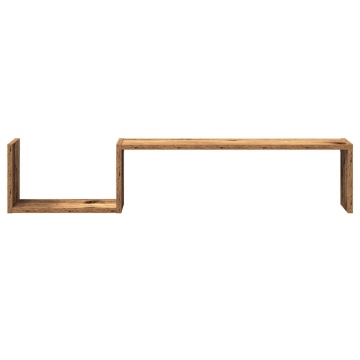 Rafturi perete 2 buc., lemn vechi, 100x15x20 cm, lemn prelucrat - Img 4