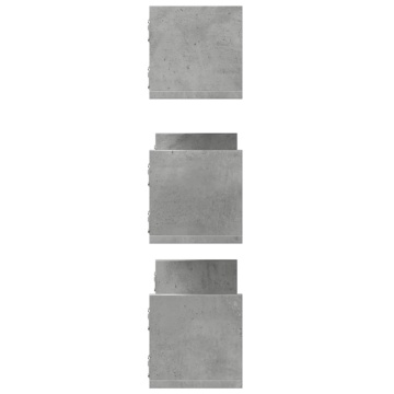 Rafturi perete, 3 buc., gri beton, 58x18x18 cm, lemn prelucrat - Img 8