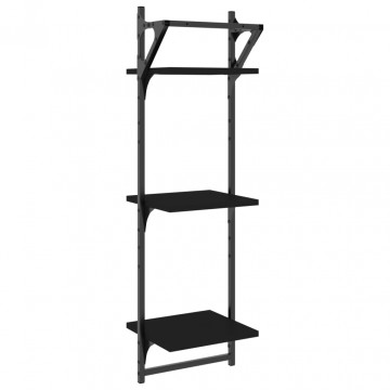 Rafturi perete 3 niveluri/bare 2 buc negru 30x25x100cm - Img 6