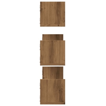 Rafturi perete 3buc. stejar artizanal 80x18x18cm lemn prelucrat - Img 8