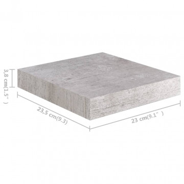 Rafturi perete suspendate 2 buc. gri beton 23x23,5x3,8 cm MDF - Img 7