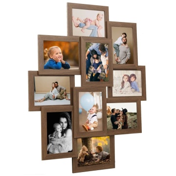 Ramă foto colaj maro deschis, pentru 10 foto x (10x15 cm), MDF - Img 1