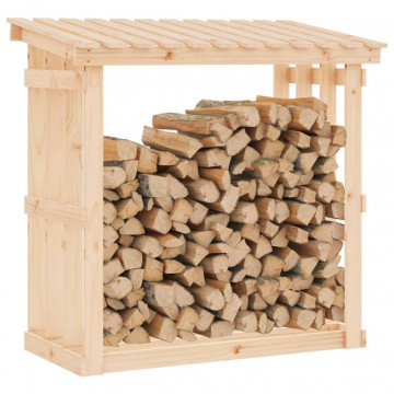 Rastel pentru lemne de foc, 108x64,5x109 cm, lemn masiv pin - Img 4
