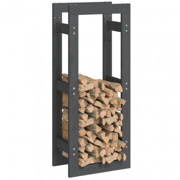 Rastel pentru lemne de foc, gri, 41x25x100 cm, lemn masiv pin - Img 4