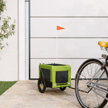 Remorcă de bicicletă câini verde&negru textil oxford&fier - Img 1