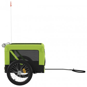 Remorcă de bicicletă câini verde&negru textil oxford&fier - Img 6
