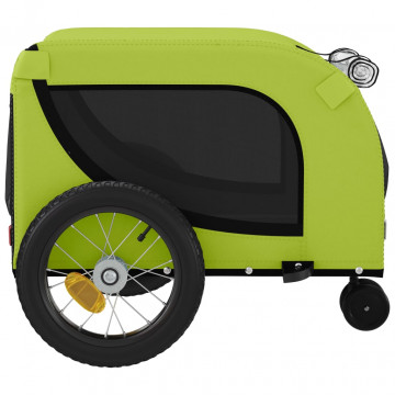 Remorcă de bicicletă câini verde&negru textil oxford&fier - Img 5