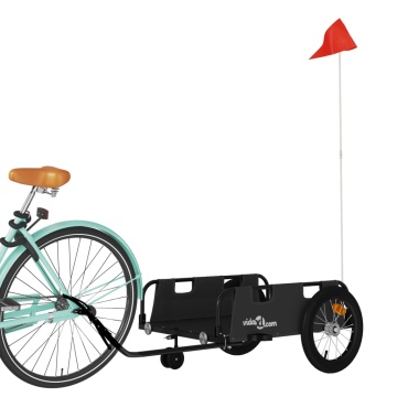 Remorcă de bicicletă, negru, textil oxford și fier - Img 3