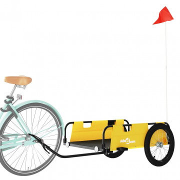 Remorcă de bicicletă pentru marfă galben textil oxford și fier - Img 3