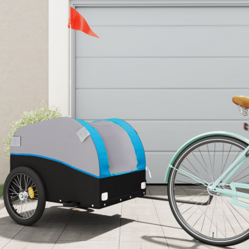 Remorcă de marfă pentru biciclete negru & albastru 45 kg fier - Img 1