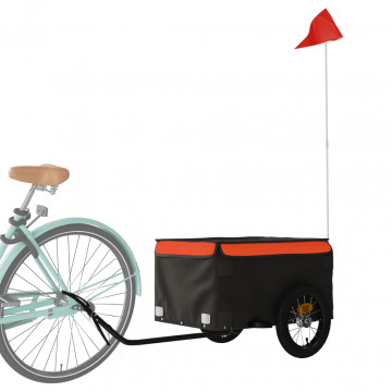 Remorcă de marfă pentru biciclete negru&portocaliu 30 kg fier - Img 3