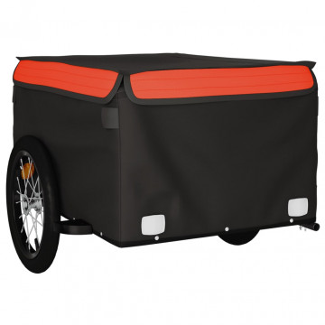 Remorcă de marfă pentru biciclete negru/portocaliu 45 kg fier - Img 4