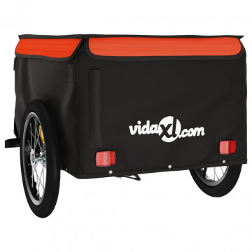 Remorcă de marfă pentru biciclete negru/portocaliu 45 kg fier - Img 6