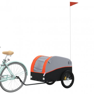 Remorcă de marfă pentru biciclete negru/portocaliu 45 kg fier - Img 3