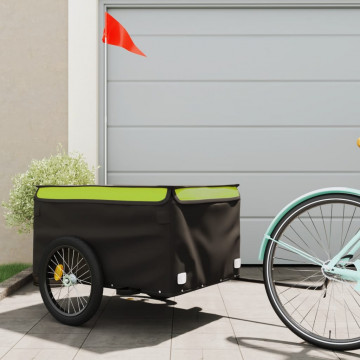 Remorcă de marfă pentru biciclete, negru & verde, 45 kg, fier - Img 1