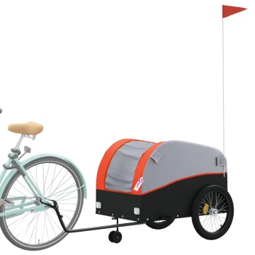 Remorcă pentru biciclete, negru și portocaliu, 45 kg, fier - Img 3