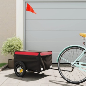 Remorcă pentru biciclete, negru și roșu, 30 kg, fier - Img 1