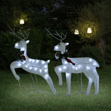 Reni de Crăciun, 2 buc., alb, 40 LED-uri - Img 1