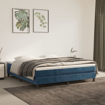 Saltea de pat cu arcuri, albastru închis, 180x200x20cm, catifea - Img 1