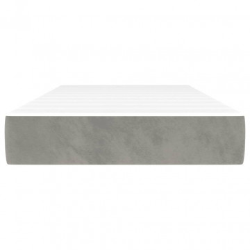 Saltea de pat cu arcuri, gri deschis, 100x200x20 cm, catifea - Img 3