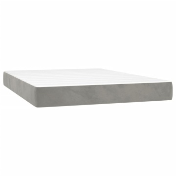 Saltea de pat cu arcuri, gri deschis, 140x190x20 cm, catifea - Img 2