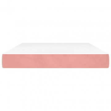 Saltea de pat cu arcuri, roz, 140x190x20 cm, catifea - Img 3