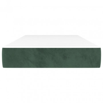 Saltea de pat cu arcuri, verde închis, 90x200x20 cm, catifea - Img 3