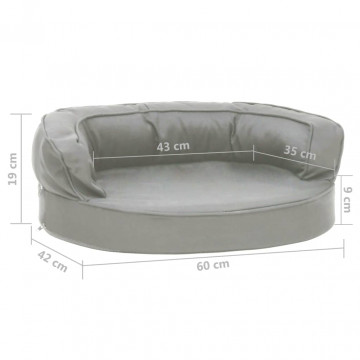 Saltea ergonomică pat de câini, 60x42 cm, gri, aspect de in - Img 6