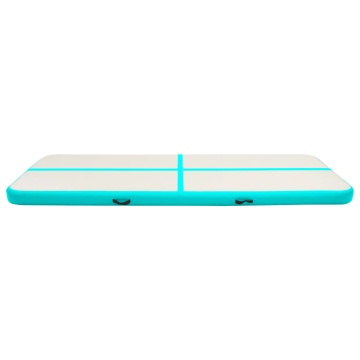 Saltea gimnastică gonflabilă cu pompă verde 300x100x15 cm PVC - Img 3