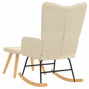 Scaun balansoar cu taburet, crem, textil - Img 8
