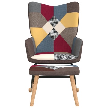 Scaun balansoar cu taburet, mozaic, material textil - Img 3