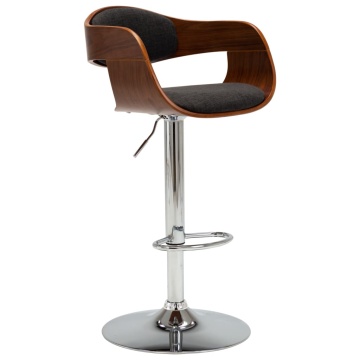 Scaun de bar, gri, lemn curbat și material textil - Img 1