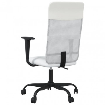 Scaun de birou, alb, plasă textilă și piele ecologică - Img 8