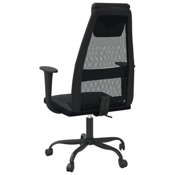 Scaun de birou, negru, plasă textilă și piele ecologică - Img 8