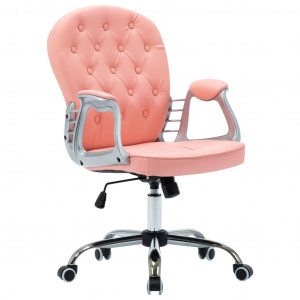 Scaun de birou rotativ, roz, piele ecologică - Img 2
