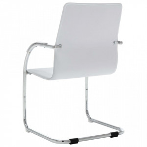 Scaun de birou tip consolă, alb, piele ecologică - Img 4