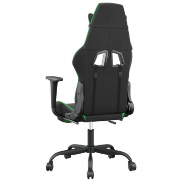 Scaun de gaming cu suport picioare negru/verde, piele ecologică - Img 8