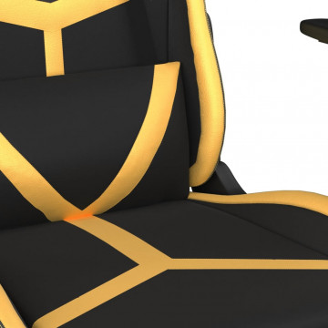 Scaun de gaming de masaj, negru și auriu, piele ecologică - Img 6