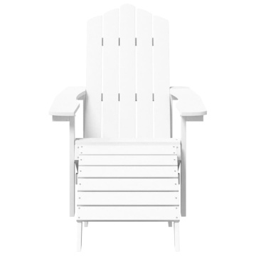 Scaun de grădină Adirondack cu masă și taburet, alb, HDPE - Img 4