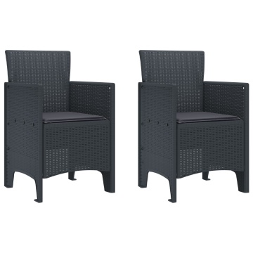 Scaun de grădină Set de 2 Antracit Plastic Mediu Durabil - Img 2