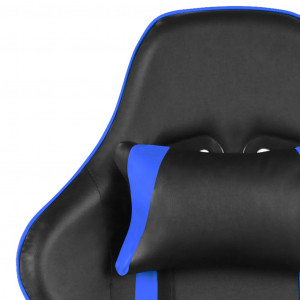 Scaun de jocuri pivotant cu suport de picioare, albastru, PVC - Img 6