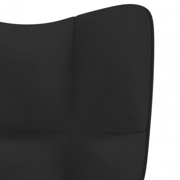 Scaun de relaxare cu taburet, negru, catifea - Img 7