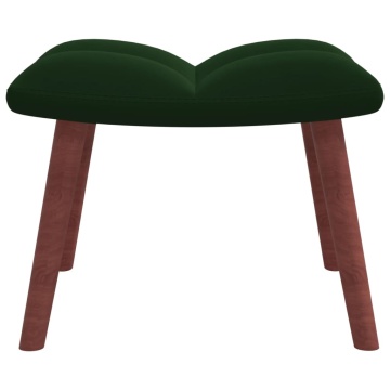 Scaun de relaxare cu taburet, verde închis, catifea - Img 6